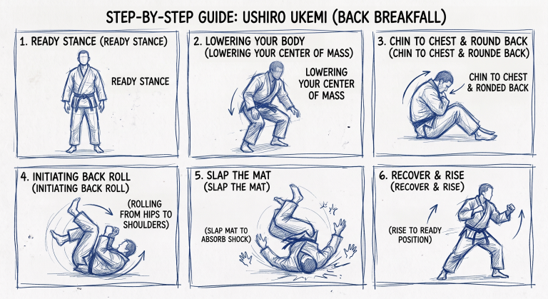 Step by Step Ushiro Ukemi (Safe Backward Falls) in BJJ
